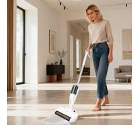 BRIEFNESS Cordless Electric Mop and Scrubber 2-in-1 Wireless Floor Cleaner with Vacuum & Rotating Brush, for Hardwood, Laminate, Marble, Tile Floors