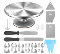 BRIEFNESS Professional Cake Decorating Kit with Aluminium Turntable, 24 Nozzles & Icing Tools - Ultimate Baking Set for Beginners & Experts