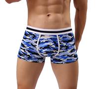 Briefs Cotton Male Casual Camouflage Solid Underwear Pant Cotton Knickers Comfortable Boxers House 6 (Blue, M)