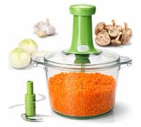 Brieftons Express Manual Food Chopper, Large 2-Litre - Hand Push-Down Pump Press Vegetable Cutter & Onion Chopper for Herbs, Garlic, Fruits, Salad, Salsa, Pesto, Guacamole, Coleslaw, Indian Cooking
