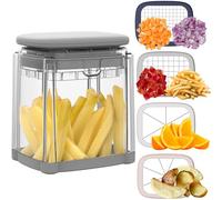 Brieftons PerfectCut Vegetable Chopper: 4-Blade Veggie Dicer Fruit Slicer, Potato French Fry Cutter, Wedge Cutter, Onion Chopper, Egg Slicer with 5 Recipe Ebooks, Safe to Use, Easy to Clean & Store