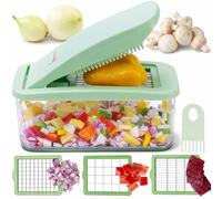 Brieftons QuickPush Vegetable Chopper Dicer Slicer, Manual Push Down Food Chopper & Onion Dicer, 3 Large Blades, 200% More Cutting Area, 2.5-Litre Container, Dishwasher Safe, No Electricity