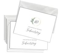 Briefzauber Birthday Invitation 60th Birthday | Set of 12 Cards & 12 x Envelopes | DIN A6 Set with Gap Text | Anniversary Invitation Cards - Various Variations (60th Birthday - Minimal)