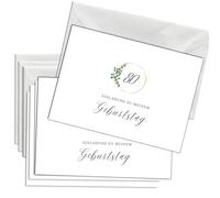Briefzauber Birthday Invitation 80th Birthday | Set of 12 Cards & 12 x Envelopes | DIN A6 Set with Gap Text | Anniversary Invitation Cards - Various Variations (80th Birthday - Minimal)