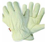 Briers Ladies White Cotton Lined Durable Soft Hide Gardening Gloves, Large