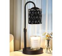 Briever Dimmable Candle Warmer Lamp with Timer, Height Adjustable Electric Candle Wax Warmer, Birthday Gifts for Women Mom, House Warming Gifts New Home Decor, Solid Wood Base, Inner Black Glass