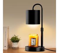 Briever Dimmable Candle Warmer Lamp with Timer, Height Adjustable Electric Candle Wax Warmer, Christmas Birthday Gifts for Women Mom, House Warming Gifts New Home Room Decor, Black Solid Wood Base