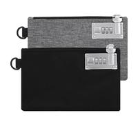 Brifit 2 PCS Lockable Money Bag, 3 Digit Code Locking Deposit Bags with Zipper, 8.3×5.3in Portable Documents Bag, Waterproof Travel Money Pouch for Cash, Jewelry, Passports (Grey+Black)