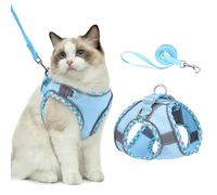 Brifit Cat Harness and Lead Set, Escape-Proof, Soft Mesh Cat Vest Harness, Adjustable Reflective Kitten Harness for Large Small Cats, Cat Vest Harness with Leash Sets for Cats Dogs Walking (Blue, XS)