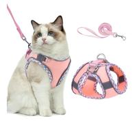 Brifit Cat Harness and Lead Set, Escape-Proof, Soft Mesh Cat Vest Harness, Adjustable Reflective Kitten Harness for Large Small Cats, Cat Vest Harness with Leash Sets for Cats Dogs Walking (Pink, XS)