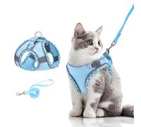 Brifit Cat Harness and Lead Set, Soft Mesh Adjustable Cat Vest Harness, Escape-Proof, Reflective Kitten Harness for Large Small Cats, Cat Vest Harness with Leash Sets for Cats Dogs Walking (Blue, XXS)