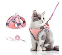 Brifit Cat Harness and Lead Set, Soft Mesh Escape-Proof Cat Vest Harness, Adjustable Reflective Kitten Harness for Large Small Cats, Cat Vest Harness with Leash Sets for Cats Dogs Walking (Pink, XXS)