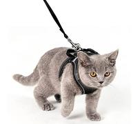 Brifit Cat Harness and Leash, Soft Mesh Escape-Proof Cat Harness and Leash Set for Walking, Adjustable Reflective Vest Harness, Puppy Harness and Lead Set, for Small Cats Outdoor Training (XXS Black)