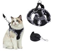 Brifit Cat Lead with Harness Set, Cat Harness with Lead, Escape Proof, Soft Harness for Cat, Adjustable Cat Vest with Reflective Strips, Cat Harness [XS], Applicable Weight: 3-5 kg