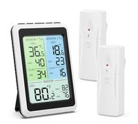 Brifit Digital Fridge Freezer Thermometer with 2 Wireless Sensors, Backlit Display Refrigerator Thermometer with MAX&MIN Records, Temperature Alarm, Arrow Trend, Fridge Temperature Gauge for Room