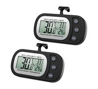 Brifit Digital Fridge Thermometer, LCD Display Freezer Temperature Thermometer with Min/Max Records, °C/°F Conversion, 3 Support Methods, Fridge Temperature Monitor for Home, Room (2 Pack)