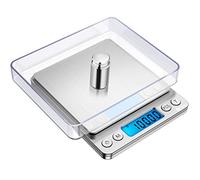 Brifit Digital Pocket Scale, 500g High Precision Jewellery Scales with 100g Calibration Weight, Stainless Steel Kitchen Scale with Backlit Display, 0.01g Precision, 2 Trays, Tare& PCS Function, Silver