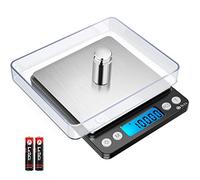 Brifit Digital Pocket Scale, 500g High Precision Kitchen Scales with 100g Calibration Weight & Two Trays, Stainless Steel Jewelry Scales with Backlit, 0.01g Precision, Tare & PCS Features, Black