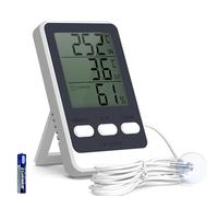 Brifit Digital Refrigerator Thermometer with Probe, Indoor Temperature & Humidity Thermometer with Min/Max Record, Probe Measures Temperature Only, ℃/℉ Switch, Comfort Icon for Fridge Freezer Aquarium