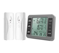 Brifit Fridge, Freezer Thermometer, Digital Fridge Thermometer with 2 Sensors, Indoor and Outdoor Thermometer with Temperature Alarm, MIN/MAX, Temperature Trend Display Arrow - Grey