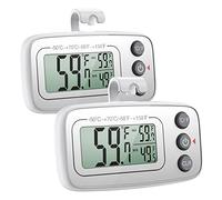 Brifit Fridge Thermometer, Digital Refrigerator Freezer Thermometer with Large LCD Display, Min/Max Function, 3 Support Methods, °C/°F Convertible for Home, Restaurants, Bars (2 Pack, Silver)