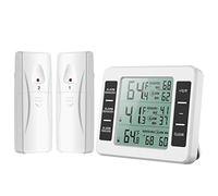 Brifit Fridge thermometer, Digital Refrigerator Thermometer with 2 Wireless Sensor, Indoor Outdoor Freezer Temperature Monitor with Audible Alarm, Max/Min Value, Trend Arrow for Home, Bedroom, Office
