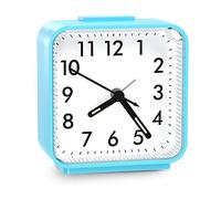 Brifit Silent Alarm Clocks, Battery Powered Bedside Clock with Snooze Night Light Function, Luminous Pointer & Large Display Table Clock, Easy to Read for Heavy Sleepers, Bedroom, Office (Blue)