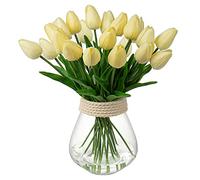 Briful 10PCS Artificial Tulips Real Touch Artificial Flowers Bulk Fake Tulips PU Latex Material Faux Flowers Wedding Bouquet for Garden Party Home Decoration