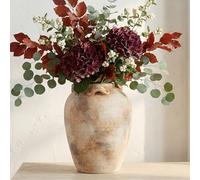 Briful 11.2" Large Rustic Ceramic Vase for Home Decor, 28.5CM Tall Flower Vase with 3 Handles, Vintage Boho Farmhouse Decorative Sand Vases for Pampas Grass Dried Flowers Table Centerpiece