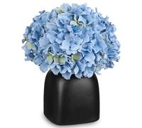 Briful 12.2" Hydrangea Artificial Flowers in Vase Silk Flowers for Decoration - Blue Artificial Flower in Ceramic Pot for Summer Decor - Faux Hydrangea Flower for Centerpieces Home Decor