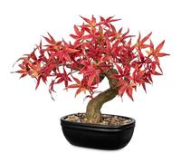 Briful 12.9" Fake Plant Artificial Maple Leaf Plants in Ceramic Pot - Autumn Leaves Faux Maple Leaves Plants - 33CM Artificial Bonsai Tree for Autumn Decorations Home Kitchen Decor