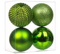 Briful 12CM Large Christmas Baubles, 4 PCS 4.7" Xmas Tree Decorations Green Christmas Bauble Decorations Hanging Ornaments for Home Festival Decor