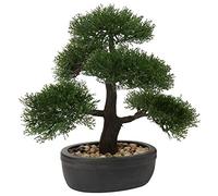 Briful 14.1" Artificial Bonsai Tree Fake Plants Cedar Artificial Plant Indoor Decoration Potted Faux Plants Japanese Bonsai Faux Ceder Plant Indoor Home Office Kitchen Décor