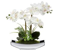 Briful 15" Artificial Phalaenopsis Flowers Arrangement Artificial Orchid Bonsai in Silver Pot Fake Flowers Silk Orchid Flower for Table Centerpieces Living Room Home Décor