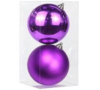 Briful 15CM Large Christmas Baubles, 2 PCS 5.9" Xmas Tree Decorations Purple Christmas Bauble Decorations Shiny Hanging Ornaments for Home Festival Decor