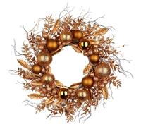 Briful 16" Christmas Wreath Brown Door Wreath Handcrafted with Artificial Eucalyptus Berries Ornaments for Farmhouse Holiday Thanksgiving Christmas Decoration