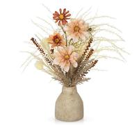 Briful 17.7" Artificial Pampas Grass with Rustic Ceramic Vase - Autumn Artificial Flowers, 45CM Boho Vintage Decor Faux Pampas Fake Plants for Centerpiece, Autumn Decorations