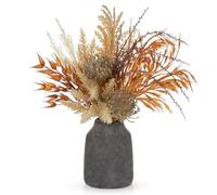 Briful 17.7" Artificial Pampas Grass with Rustic Ceramic Vase - Autumn Artificial Plants, 45CM Boho Vintage Decor Faux Pampas Fake Plants for Centerpiece, Autumn Decorations