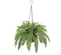 Briful 17.7" Hanging Plants Artificial Boston Fern with Palm Pot Hanging Basket, Fake Fern Leaves Like Real Decorative Artificial Plants for Porch Living Room Garden Decor