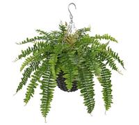Briful 17.7" Hanging Plants Artificial Boston Fern with Woven Pot Hanging Basket, Hanging Fake Fern Plants Like Real Decorative Artificial Plants for Porch Living Room Garden Decor