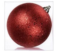 Briful 18CM Large Christmas Baubles, 7.1" Xmas Tree Decorations Red Christmas Bauble Decorations Glitter Hanging Ornaments for Home Festival Decor Xmas Gifts