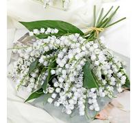Briful 2-Pack (10pcs) Lily of the Valley Artificial Flowers Indoor - 14.9" White Artificial Flower for Centerpiece, Fake Lily of the Valley Flowers Decorative Greenery for Wedding Party Decor