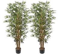 Briful 2 Pack 5Ft 60" Artificial Trees Outdoors Fake Bamboo Trees with Natural Cane Artificial Bamboo Plants Fake Plants in Pots for Home Office Lobby Garden Decoration
