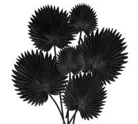 Briful 2 Packs Black Palm Leaf Artificial Leaves Stems, Fake Plants 6 PCS Palm Leaves Stems Artificial Plants Indoor for Home Decor, Cake Arrangements, Table Centerpieces