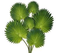 Briful 2 Packs Green Palm Leaf Artificial Leaves Stems, Fake Plants 6 PCS Palm Leaves Stems Artificial Plants Indoor for Home Decor, Cake Arrangements, Table Centerpieces