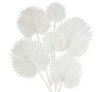 Briful 2 Packs White Palm Leaf Artificial Leaves Stems, Fake Plants 6 PCS Palm Leaves Stems Artificial Plants Indoor for Home Decor, Cake Arrangements, Table Centerpieces