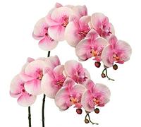 Briful 2 PCS Artificial Orchid Flowers Stems 28.7" Fake Orchids Artificial Phalaenopsis Stems Pink Artificial Flowers for Decoration Real Touch Silk Orchids Stems for Home Wedding Party Decor
