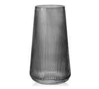 Briful 20cm Tall Glass Vase for Flowers, Decorative Flower Vases - Grooved Glass Vase Ins Style Modern Vases Table Decoration for Wedding, Office, Living Room Decor