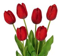Briful 23.6" Tulips Artificial Flowers Fake Tulip Long Stems, 6PCS Silk Flowers Artificial Red Tulips for Tall Vase, Floral Arrangement Home Farmhouse Wedding Decoration