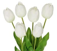 Briful 23.6" Tulips Artificial Flowers Fake Tulip Long Stems, 6PCS Silk Flowers Artificial White Tulips for Tall Vase, Floral Arrangement Home Farmhouse Wedding Decoration